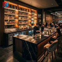 Comptoir de bar commercial en marbre, vitrine de pub, armoire à vin avec éclairage LED