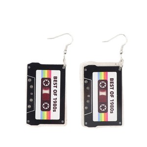 Pendientes de mujer acrílicos vintage al por mayor pendientes de cinta con patrón de doble cara de <span class=keywords><strong>los</strong></span> años 1980 para fans de la música - Product Image 6