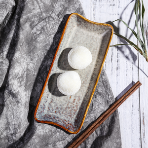 Plato Rectangular <span class=keywords><strong>de</strong></span> Postre <span class=keywords><strong>de</strong></span> <span class=keywords><strong>Porcelana</strong></span> Ecológica Estilo Western Vintage <span class=keywords><strong>de</strong></span> 8 Pulgadas con Esmalte <span class=keywords><strong>de</strong></span> Color Reactivo Único y Bordes Reactivos - Product Image 6