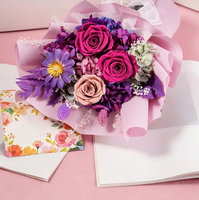 Bouquet de roses violettes résistantes, fleurs éternelles durables 1 à 3 ans, cadeau pour anniversaire, fête des mères