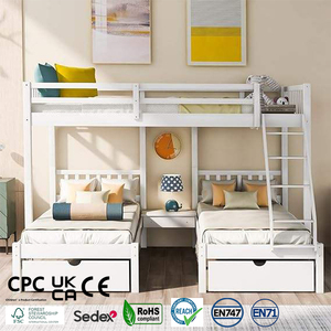 Échantillon Gratuit <span class=keywords><strong>Lit</strong></span> Superposé Triple <span class=keywords><strong>en</strong></span> <span class=keywords><strong>Bois</strong></span> Moderne pour Dortoir Enfants et Jeunes, Modèle Abordable pour Trois Personnes - Product Image 1