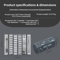 Jeu de tournevis de précision magnétique 128 en 1, embouts en acier S2 nickelés, poignée antidérapante en alliage d'aluminium, usage industriel, bricolage, professionnel