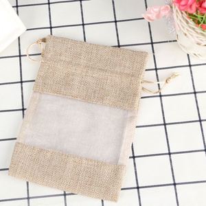 Linen Bundle Pocket Jute Mesh Bag Candy Storage Bag <b>Drawstring</b> Cambric Christmas Window Jewelry <b>Drawstring</b> Bag - Product Image 4