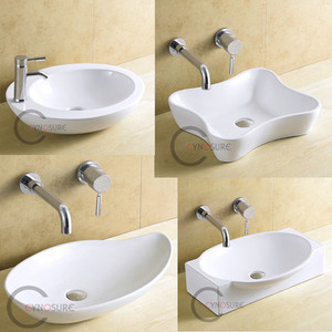 Lavabo Redondo Pequeño de Cerámica para Baño, Lavabo Artístico Circular para Encimera - Product Image 4