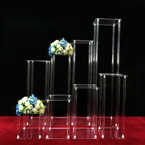 Centro de mesa de Metal/acrílico, soporte de centro de mesa de boda de oro blanco transparente - Product Image 4