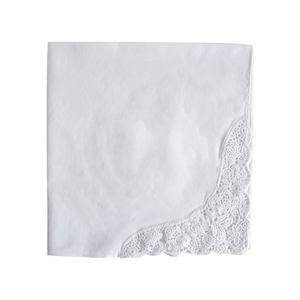 مناديل قطنية بيضاء نقية من الدانتيل وشاح أنيق 35 مربع سميك لحفلات الزفاف والجنازات شعار مخصص هدايا تذكارية سادة - Product Image 2