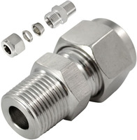 Connecteur à compression double ferrule mâle en acier inoxydable droit NPT BSP avec anneaux de coupe pour gaz hydraulique eau