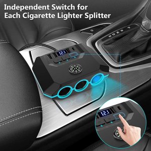 Universal Car Charger <b>Adapter</b> 3 Port USB <b>Charging</b> Hub with LED Display Compass for Dashboard Travel - Product Image 2