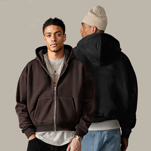 Unisex Essentials de alta calidad Sudadera con capucha de lana Streetwear Cropped Boxy Hoodie 360G Heavyweight <span class=keywords><strong>Zip</strong></span> up Hoodie - Product Image 6