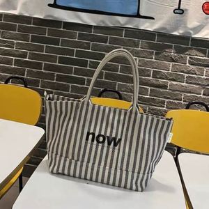 Sac de shopping en toile personnalisé pour femmes, grande taille, avec logos, sacs pliables rayés en toile, réutilisables, vente en gros à bas prix - Product Image 5