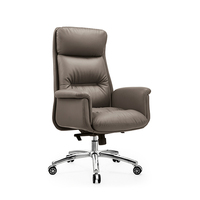 Chaise de bureau présidentielle exécutive en cuir marron moderne