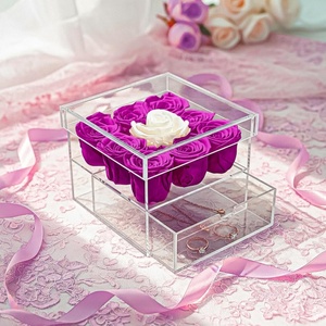 Acrylic Modern Square Rose Flower Box with 9 Holes for Customized Store Display Stand - Product Image 1