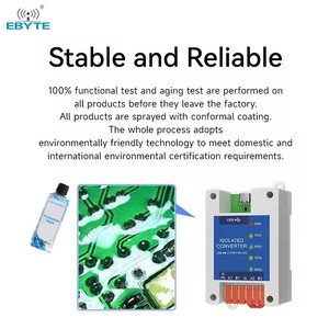 โมดูลแปลงสัญญาณ USB เป็น RS485 2 ช่องทาง รุ่น Ebyte ODM E810-U21CS ระดับอุตสาหกรรม ชิป CH342F เชื่อมต่อเครือข่าย RS485 ได้หลายเครือข่าย - Product Image 5