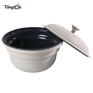 Casserole à riz ronde émaillée blanche de 11 pouces, style coréen, avec couvercle émaillé, idéale pour Bibimbap, soupes et cuisson lente – Tendance du moment - Product Image 4
