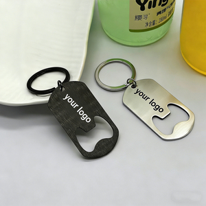 Nuevo Llavero Personalizado en Oferta, Rectangular Negro de Acero Inoxidable, Regalo Festivo para Padre, Llavero Creativo con Abrebotellas - Product Image 1