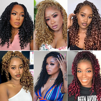 Extensions de cheveux synthétiques Goddess Box Braids au crochet, 14-20 pouces, avec pointes bouclées, style bohème ombré