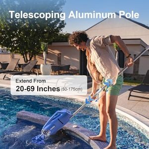 Limpiador de Piscinas Inalámbrico Recargable Blove Dolphin, Potente, 18 Galones/Min, con Barra Telescópica para Uso en Piscinas Enterradas - Product Image 5