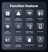Navigateur GPS portable pour moto CarPlay Android Auto Airplay Autolink IP67 Écran IPS 2.5D de 5 pouces Étanche Carte mondiale
