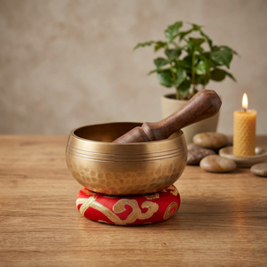 Juego de Cuencos Tibetanos de Latón Hechos a Mano con Martillo de Madera y Cojín para Meditación, Yoga y Sanación con Sonido - Product Image 2