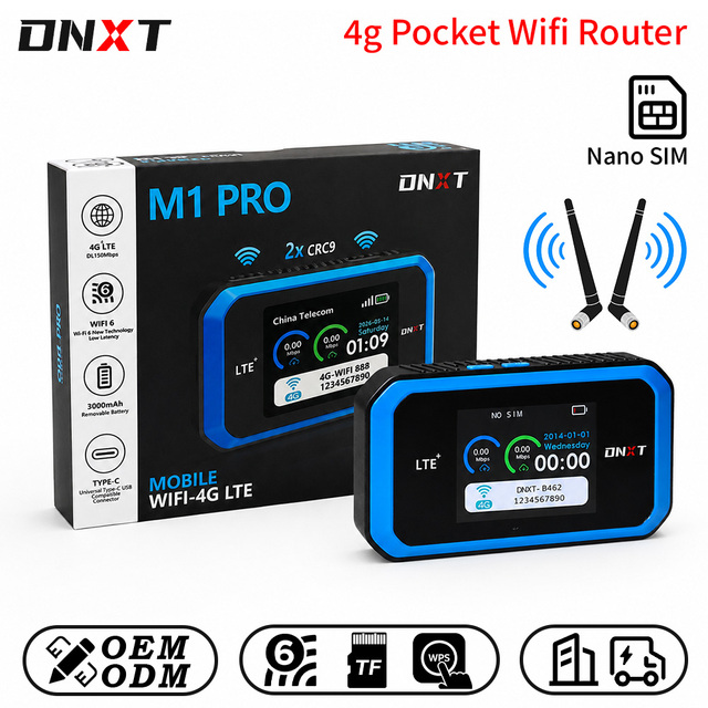 DNXT 4g Lte Wifi Router CRC9 Antenna 4g Wifi Router 3000mAh Wifi Mobile Sans Fil 2.4 Inch LCD Wifi Router in Car for Travel Use