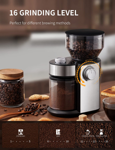 Molinillo de Café Espresso de 12 Tazas con 16 Ajustes de Molienda, Bloqueo de Seguridad y Muelas Planas Ajustables - Product Image 4