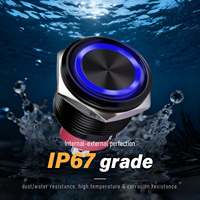 Interrupteur à bouton-poussoir LED en acier inoxydable noir, aluminium, IP65, 10A, 1NO1NC, pour ascenseur, médical, machines CNC, système de sécurité, maison