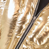 YuFan Manteaux Dorés Brillants Personnalisés à la Mode pour Femmes Veste en Duvet de Canard ou d'Oie Vêtements Chauds d'Hiver pour Femmes
