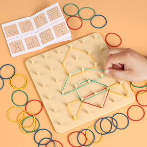Nouveautés 2026 : Tableau d'activités créatives géométriques 2-en-1, <span class=keywords><strong>jeu</strong></span> éducatif Tic-Tac-Toe, jouets en bois pour enfants - Product Image 4