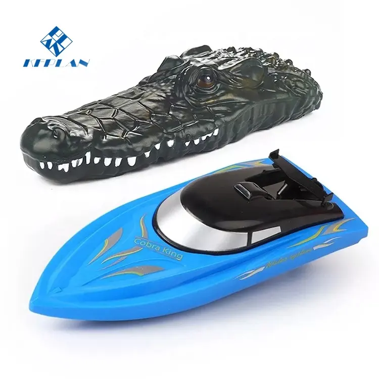 2.4GHz 10KM/H RC Bait Boat simulation water floating Prank toys Crocodile Head 2 in 1 Remote Control Water Toy Boat