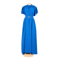 Gaun Maxi Kasual Elegan Wanita Ukuran Besar Berbahan Spandex dengan Renda dan Payet serta Sabuk