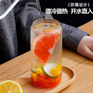 Nuevos vasos de vidrio transparentes de 16 oz con forma de lata para bebidas, tipo Mason Jar, sin BPA, con tapas de bambú y pajitas - Product Image 5