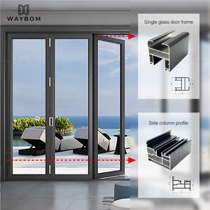 75 Cadre de porte rabattable en aluminium Portes à volets pliantes coulissantes pour villas Profilés de portes et fenêtres pliantes en aluminium - Product Image 1