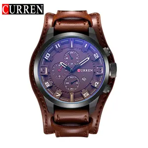Explosive CURREN 8225 Men's Lovers Euro-American Double-core Large dial Belt Sporting Quartz Watch