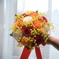 Bouquet de mariée élégant Roses artificielles bébé souffle mariage fleurs attachées à la main pour la mariée et les événements durables et réalistes