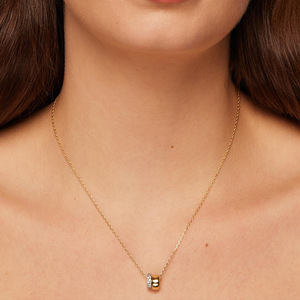 Collier pendentif double cercle en argent sterling 925 avec moissanite pour <span class=keywords><strong>femme</strong></span>, chaîne de clavicule, bijoux minimalistes tendance, cadeau - Product Image 4
