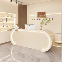 Meilleure vente Bureau de réception miniature rose à cannelures de haute qualité pour hôtel, salon de beauté