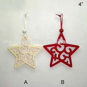 Christmas felt stars deer tree hanging decoration xmas tree ornament gifts in red and white Shuangyao