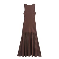 Robe KAR&OT ZA Femme 2025 Début d'Automne Nouvelle Maille Unie Col Rond Sans Manches Brodée 4192153