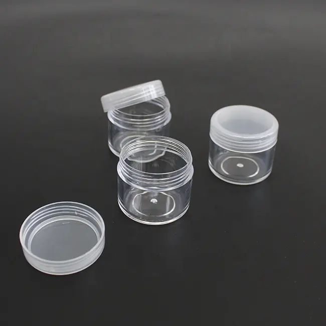 5ml 5g Whole Sales Kosmetische Plastik gläser mit Deckel Transparenter Plastik creme behälter für Augen creme verpackungen