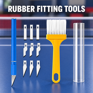 Kit d'outils de découpe de caoutchouc pour <span class=keywords><strong>tennis</strong></span> de table avec couteau de précision, 9 lames, brosse et rouleau creux pour l'entretien des raquettes (usage en métal pour l'entraînement) - Product Image 4