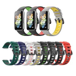 <span class=keywords><strong>Correa</strong></span> de silicona para reloj inteligente, banda de silicona de doble Color para <span class=keywords><strong>Huawei</strong></span> Band 7, venta al por mayor de fábrica - Product Image 1