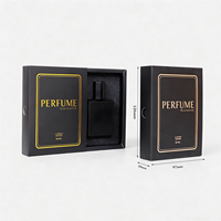Kotak Kertas Berlapis Spons Ramah Lingkungan Desain Khusus Mewah, Laci Geser Busa Hitam untuk Kemasan Parfum Kosmetik