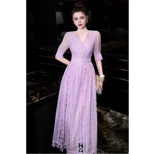 <span class=keywords><strong>XXL</strong></span> <span class=keywords><strong>vestido</strong></span> largo 2026 Primavera Verano boda fiesta señora Sexy cuello en V ahueca hacia fuera bordado media manga largo púrpura blanco <span class=keywords><strong>vestido</strong></span> Maxi - Product Image 1