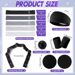 RS 18-delige Pilates Ring Set voor Vrouwen, Antislip Yoga <span class=keywords><strong>Gym</strong></span> Uitrusting Inclusief Resistance Band, Core Bag en Pilates Accessoires - Product Image 2