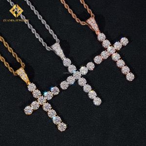 Collar con Colgante de Cruz de Diamante Moissanite, Plata 925, Joyería Hip Hop con Incrustaciones de Diamantes, Certificado GRA, el Más Vendido, Pasa el Test de Diamantes - Product Image 1