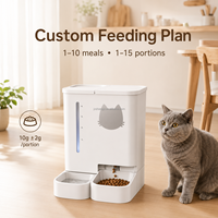 Distributeur intelligent et moderne d'aliments et d'eau pour chats, éco-responsable, avec application Tuya, programmable de 1 à 10 repas, de 1 à 15 portions, double alimentation et caméra intégrée