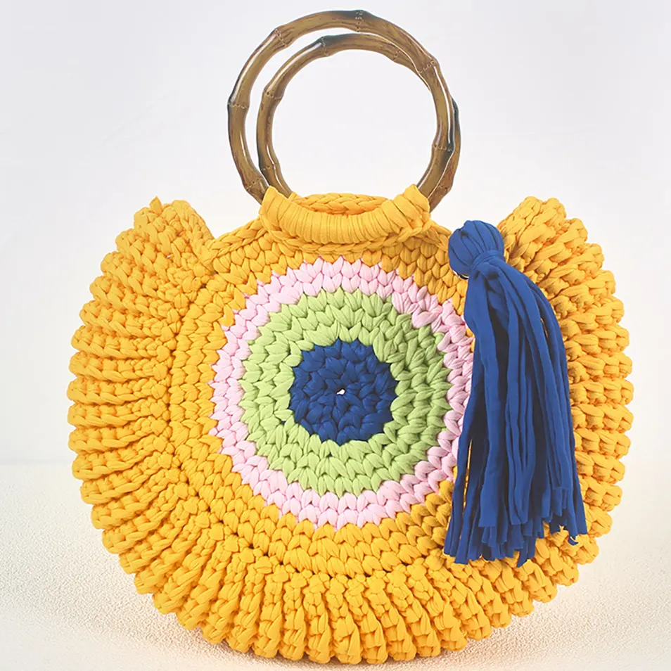 Factory Outlet Ladies Shoulder Bag Durable Large Capacity Round Handbag Hand Crochet Bag