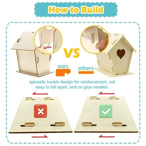 Set di giocattoli per la casa degli uccelli in legno creativo dipinto a mano Graffiti nido d'uccello ciondolo in legno bambini assemblati fai da te nido d'uccello dipinto - Product Image 3