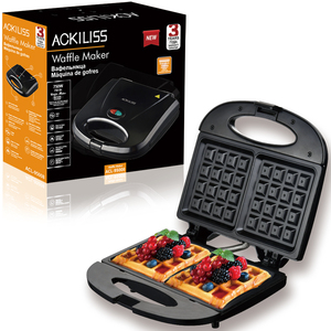 ACKILISS 750W <b>Waffle</b> <b>Maker</b> Non Stick Coating Double Plate Heating Uniform Baking Appliance for Kitchen Countertop Use Non-stick - Product Image 2