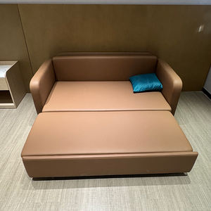 लिविंग रूम सोफा बिस्तर 2 सीटर फोल्डेबल स्लीपर होटल सोफा बिस्तर के लिए चमड़े के परिवर्तनीय डिजाइन तह सोफे बिस्तर - Product Image 4